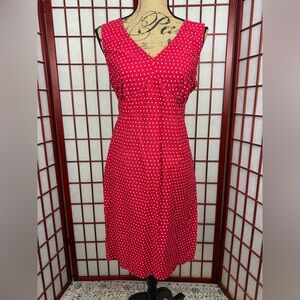 Y2K Faded Glory Red White Polka Dot Rockabilly Retro Pinup Knee Length Dress